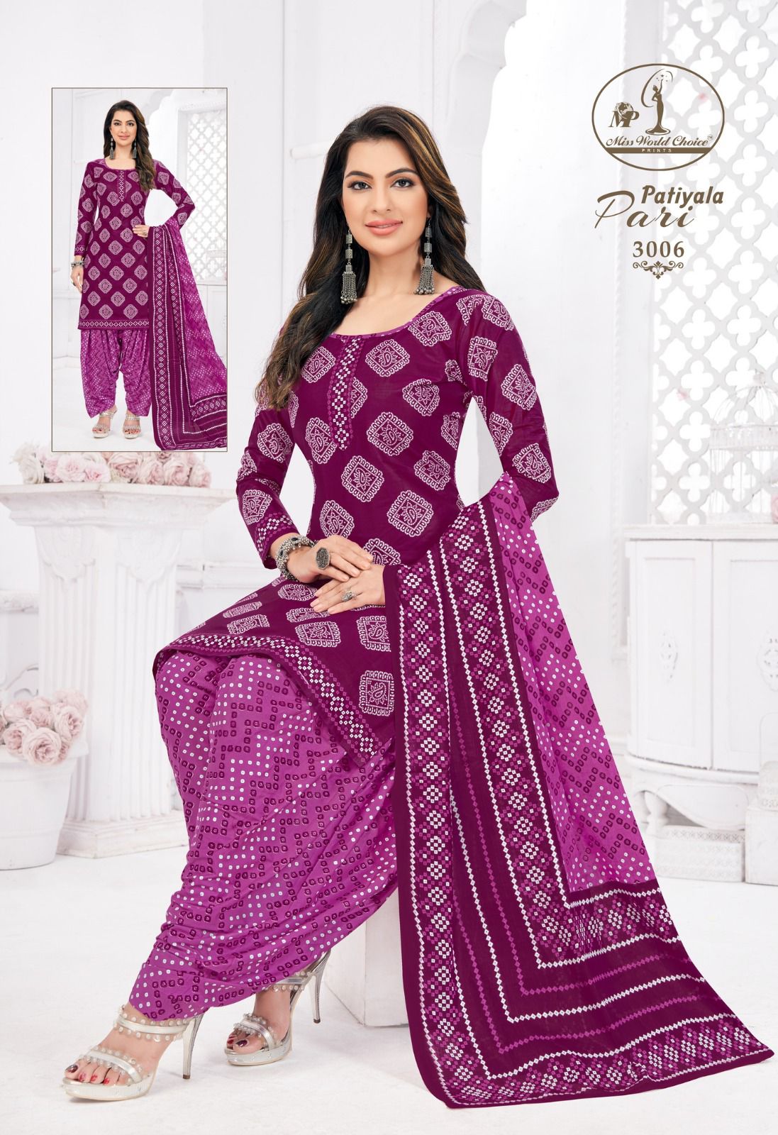 Miss World Choice Patiyala Pari 3 Printed Cotton Dress Material